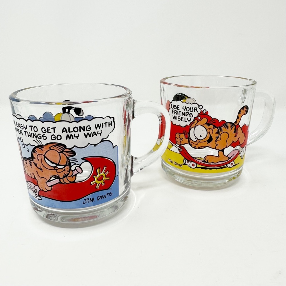 Vintage 1978 McDonald's‎ Garfield Graphics Glass Mug Set